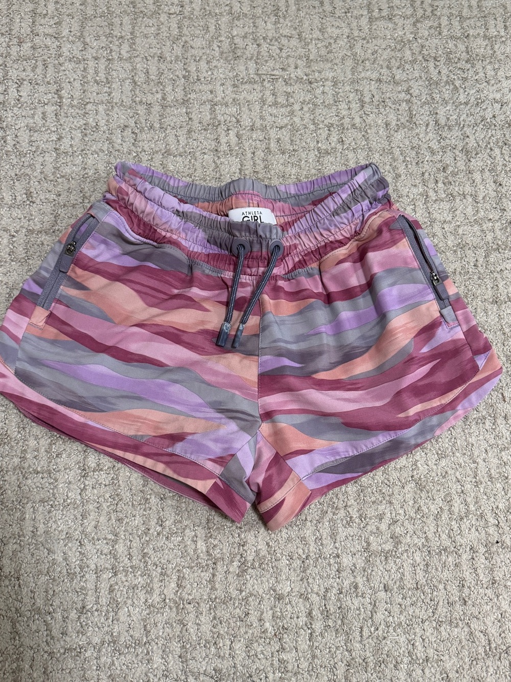 Athleta Girls Pink Lavender Striped Active Shorts